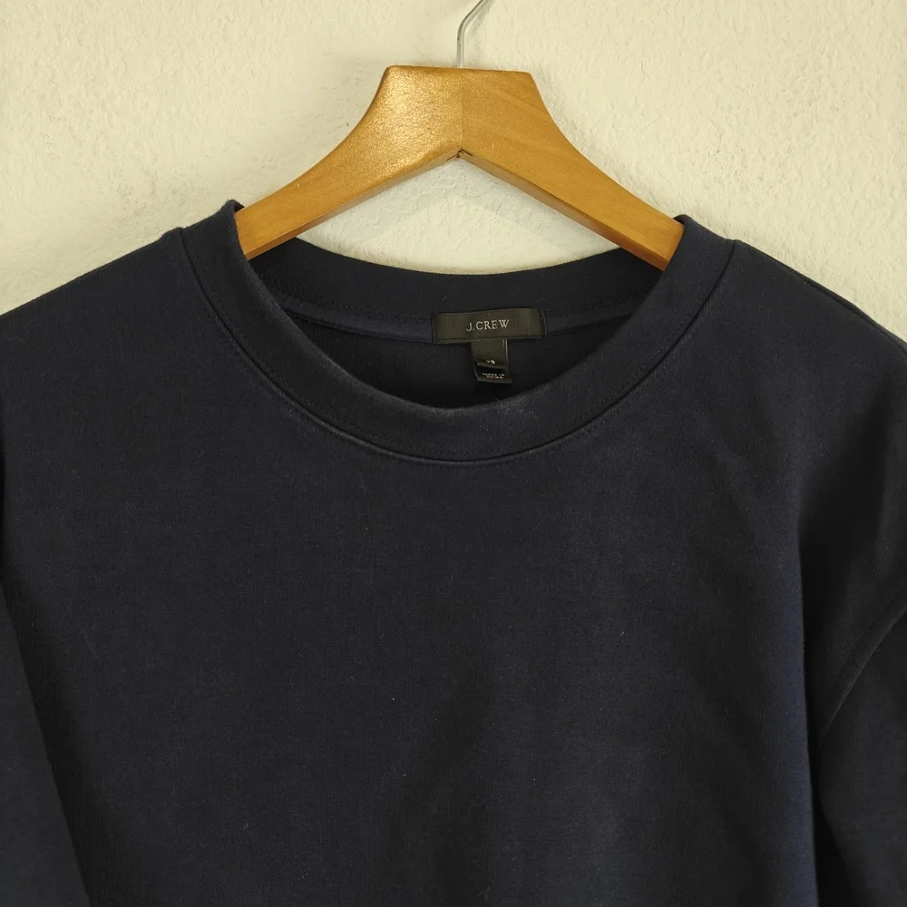 J.Crew Sequin Hem Sweatshirt XS | Navy Crewneck Embellished Casual Glam Pullover